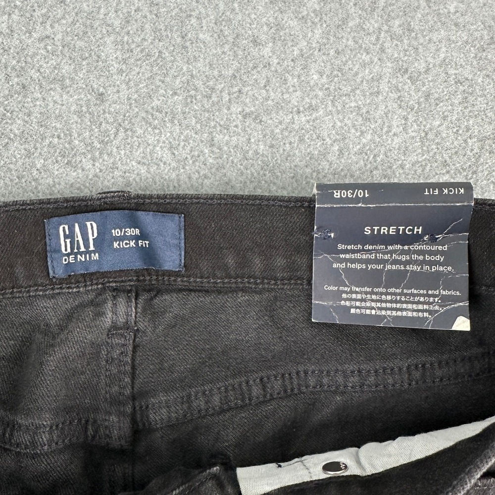 NEW Gap Jeans Women's 10/30R Black Kick Fit Flare Ankle Mid Rise Stretch Raw Hem - Picture 3 of 11